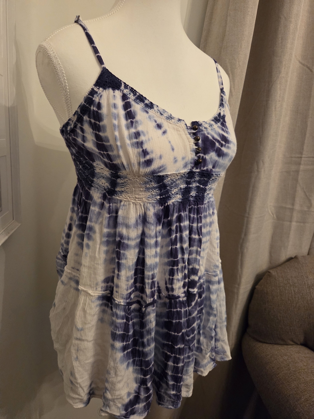Y2K Babydoll Empire Waist Lace Trim Cami Tunic